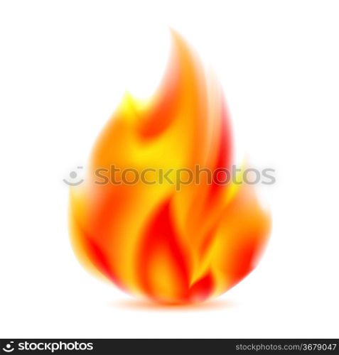 Fire, bright flame on light background