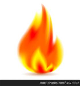 Fire, bright flame on white background