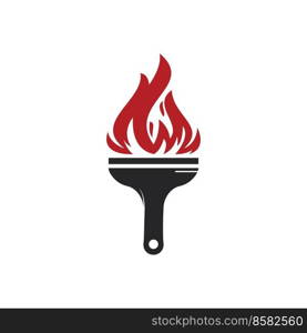 Fire brush vector logo design template. Home inspection and home protection vector logo design. 