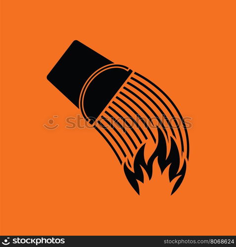 Fire bucket icon. Orange background with black. Vector illustration.