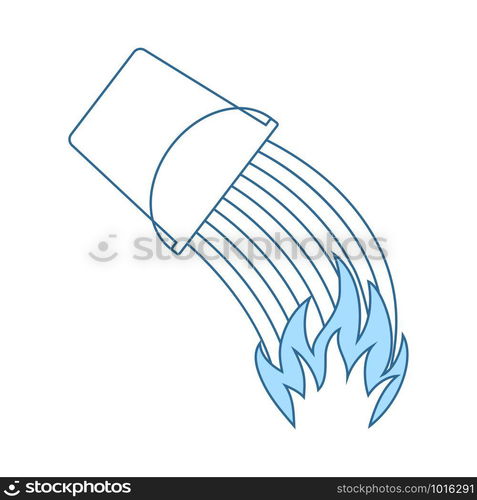 Fire Bucket Icon. Thin Line With Blue Fill Design. Vector Illustration.