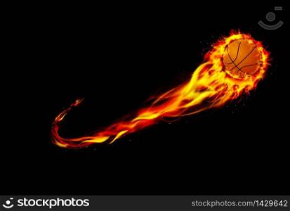Fire burning basketball with background black