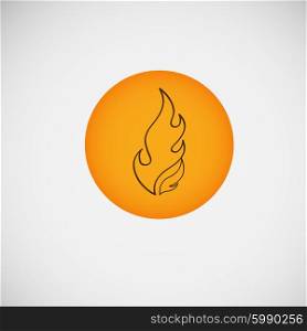 Fire, burning on the wood. Vector design.