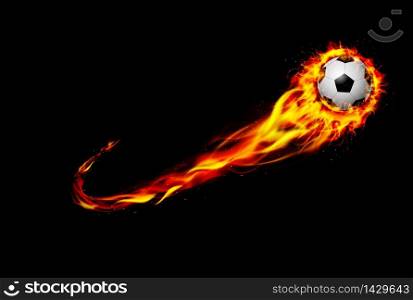 Fire burning Soccer ball with background black. vector