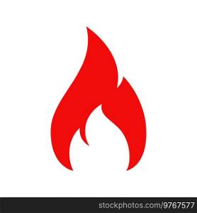 Fire, c&fire isolated vector icon, torch flame, red burning bonfire blaze symbol with long waving tongues. Cartoon design element, glowing ignition. Fire, c&fire, glowing ignition vector icon.