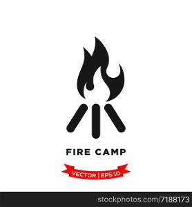 fire camp icon in trendy flat style
