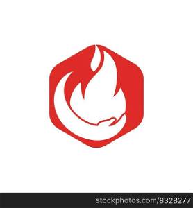 Fire care vector logo design concept. Hand and fire icon logo design. 