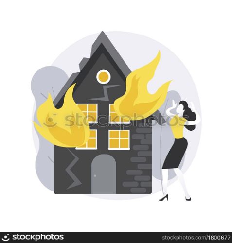Fire consequences abstract concept vector illustration. Wildfire consequences, fire victim, property and business economic losses calculation, damage evaluation service, abstract metaphor.. Fire consequences abstract concept vector illustration.