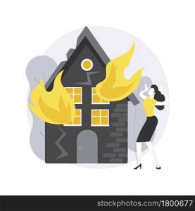 Fire consequences abstract concept vector illustration. Wildfire consequences, fire victim, property and business economic losses calculation, damage evaluation service, abstract metaphor.. Fire consequences abstract concept vector illustration.