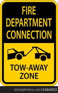 Fire Department Connection Tow Away Zone Sign On White Background