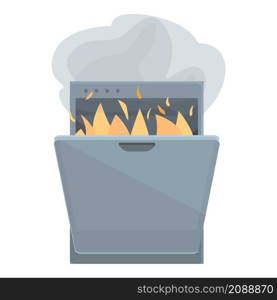 Fire dishwasher icon cartoon vector. Kitchen machine. Home appliance. Fire dishwasher icon cartoon vector. Kitchen machine