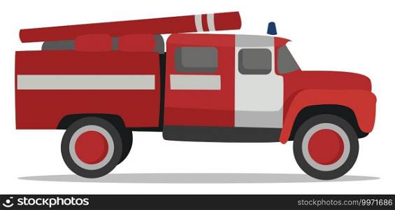 Fire engine, illustration, vector on white background