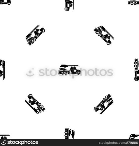 Fire engine pattern repeat seamless in black color for any design. Vector geometric illustration. Fire engine pattern seamless black