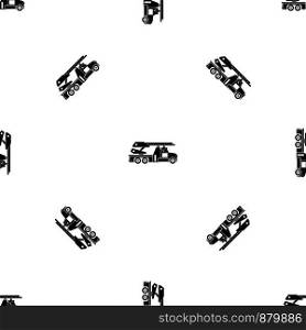Fire engine pattern repeat seamless in black color for any design. Vector geometric illustration. Fire engine pattern seamless black