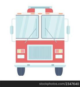 Fire engine semi flat color vector object. Full sized item on white. Fire lorry. Emergency vehicle. Firefighting truck simple cartoon style illustration for web graphic design and animation. Fire engine semi flat color vector object