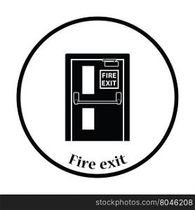 Fire exit door icon. Thin circle design. Vector illustration.
