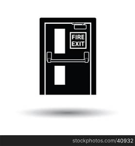 Fire exit door icon. White background with shadow design. Vector illustration.