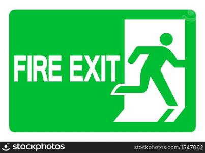 Fire Exit Emergency Green Sign Isolate On White Background,Vector Illustration EPS.10