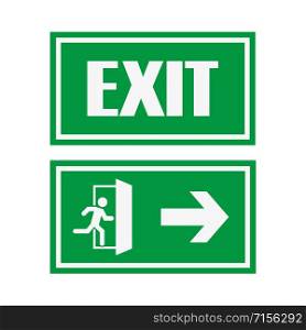 fire exit green symbol a flat style, vector. fire exit green symbol a flat style