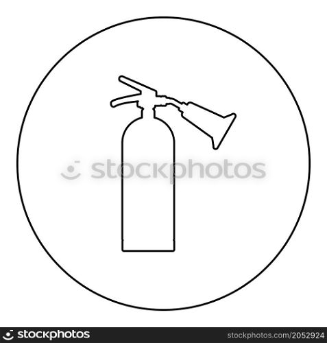 Fire extinguisher icon in circle round black color vector illustration image outline contour line thin style simple. Fire extinguisher icon in circle round black color vector illustration image outline contour line thin style