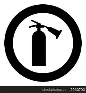 Fire extinguisher icon in circle round black color vector illustration image solid outline style simple. Fire extinguisher icon in circle round black color vector illustration image solid outline style