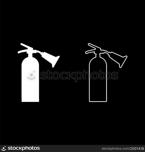 Fire extinguisher icon white color vector illustration flat style simple image set. Fire extinguisher icon white color vector illustration flat style image set