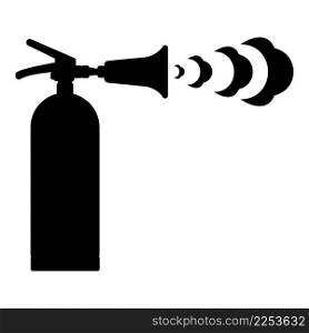 Fire extinguisher in action with foam bubbles jet for extinguishing puts out fire fighting icon black color vector illustration image flat style simple. Fire extinguisher in action with foam bubbles jet for extinguishing puts out fire fighting icon black color vector illustration image flat style