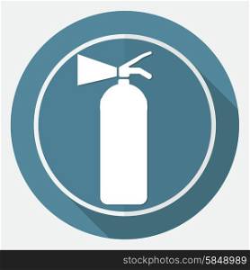 Fire extinguisher on white circle with a long shadow