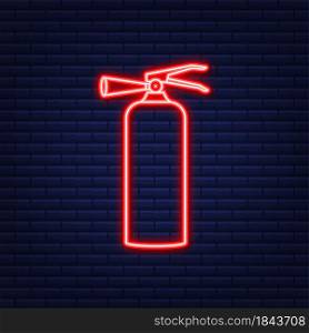Fire extinguisher protection. Neon icon. Vector illustration. Fire extinguisher protection. Neon icon. Vector illustration.