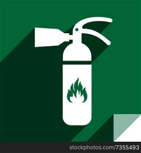 Fire extinguisher, transport flat icon, sticker square shape, modern color. Transport flat sticker