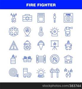 Fire Fighter Line Icon for Web, Print and Mobile UX/UI Kit. Such as: Burn, Fighter, Fire, Fireman, Barrier, Board, Fighter, Fire, Pictogram Pack. - Vector
