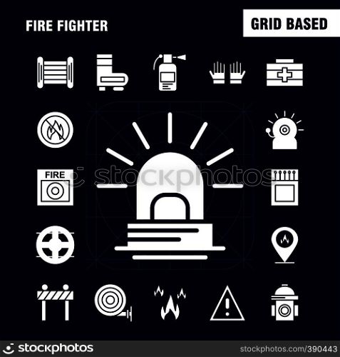 Fire Fighter Solid Glyph Icon for Web, Print and Mobile UX/UI Kit. Such as: Burn, Fighter, Fire, Fireman, Barrier, Board, Fighter, Fire, Pictogram Pack. - Vector