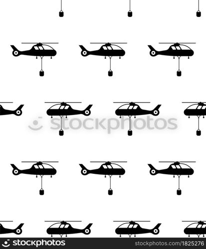 Fire Fighting Helicopter Icon Seamless Pattern, Fire Service Helicopter Icon Vector Art Illustration