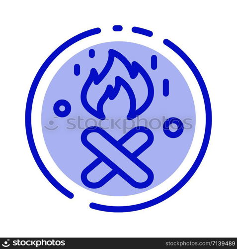 Fire, Fire Place, Canada Blue Dotted Line Line Icon