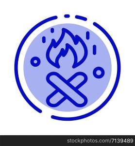 Fire, Fire Place, Canada Blue Dotted Line Line Icon
