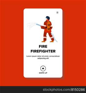 fire firefighter vector. fireman rescue, action, mask fire firefighter character. people flat cartoon illustration. fire firefighter vector