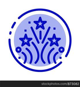 Fire, Firework, Love, Wedding Blue Dotted Line Line Icon