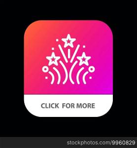 Fire, Firework, Love, Wedding Mobile App Button. Android and IOS Line Version