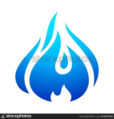 Fire flame blue icon. Fire flame blue icon on a white background