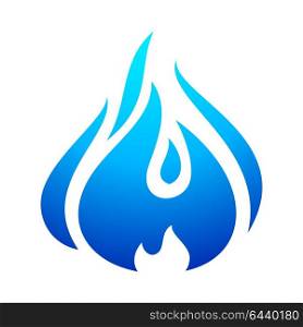 Fire flame blue icon. Fire flame blue icon on a white background