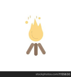 fire, flame, bonfire, camping, camp Flat Color Icon Vector