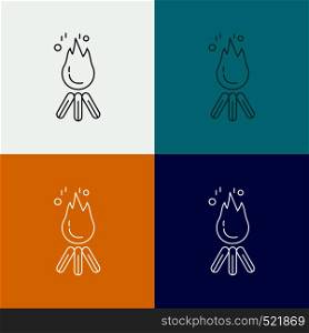 fire, flame, bonfire, camping, camp Icon Over Various Background. Line style design, designed for web and app. Eps 10 vector illustration. Vector EPS10 Abstract Template background