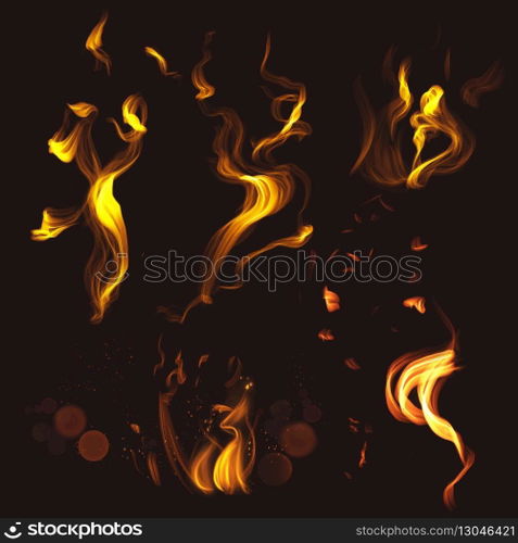 Fire flame element vector set