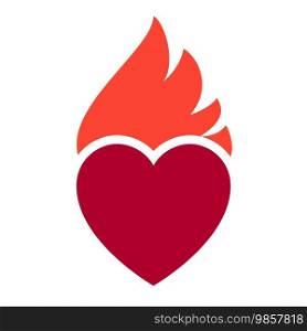Fire flame, hot heart symbol, can be used for logo and brand name, vector illustration.