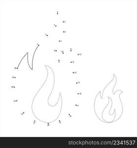 Fire Flame Icon Connect The Dots, Blazing Bonfire Flame Vector Art Illustration, Puzzle Game Containing A Sequence Of Numbered Dots