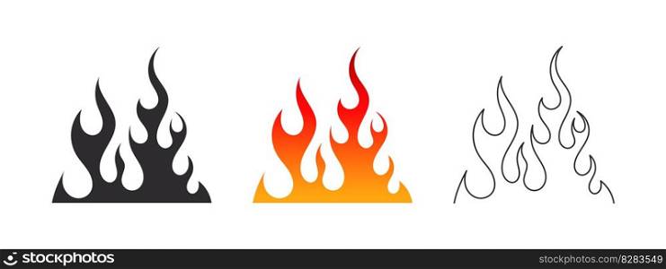 Fire flames. Fire flame elements. Black and red fiery flames. Vector scalable graphics