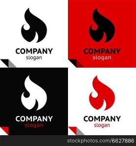 Fire flames, new set four variants for your logo. Fire flames new set four variants for your logo