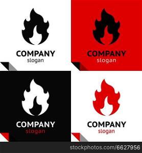 Fire flames, new set four variants for your logo. Fire flames new set four variants for your logo
