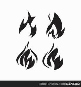 Fire flames, set icons