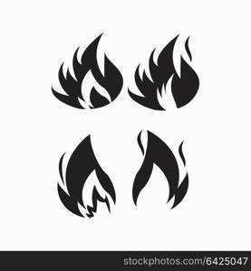 Fire flames, set icons